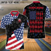 BlueJose Bowling And Pins US Flag Bowling Pattern Customized Name, Team Name 3D Shirt (Black & White)