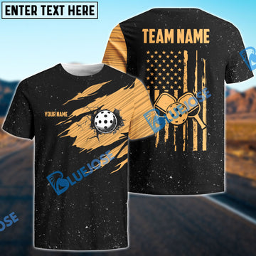 BlueJose Pickleball Golden Broken Personalized Name, Team Name Unisex Shirt