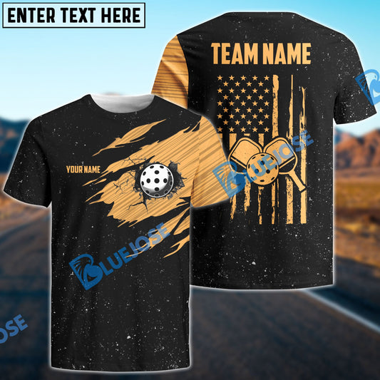 BlueJose Pickleball Golden Broken Personalized Name, Team Name Unisex Shirt