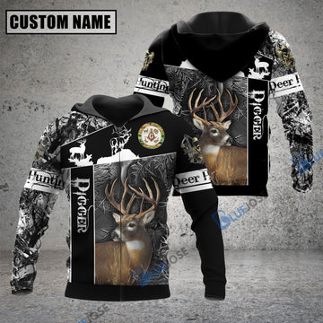 BlueJose Personalized Name Deer Black Hunting Pattern 3D Shirts for Thomas Ventura