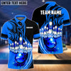 BlueJose Flame Bowling Ball Break Pins Personalized Name and Team Name 3D Shirt (4 Colors)