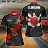 BlueJose Bowling And Pins Fallen Leaves Pattern Customized Name 3D Shirt for Women (4 Colors)