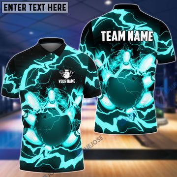 BlueJose Power of Thunder Bowling Ball Break Pins Personalized Name and Team Name 3D Shirt (4 Colors),Personalized Shirts For Bowling Players