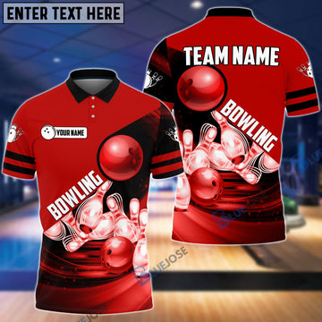 BlueJose Bowling and Pins Colorful Personalized Name Team Name 3D Shirt (4 Colors), Personalized Shirts For Bowling Players