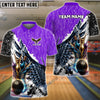 BlueJose Wing Bowling And Pins Pattern Customized Name, Team Name 3D Shirt (4 Colors)