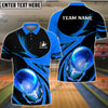 BlueJoses Bowling And Pins Galaxy Pattern Customized Name, Team Name 3D Shirt (4 Colors)