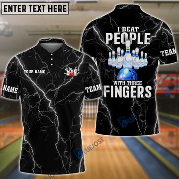 BlueJose Bowling And Pins I Beat People Customized Name, Team Name 3D Shirt (4 Colors)