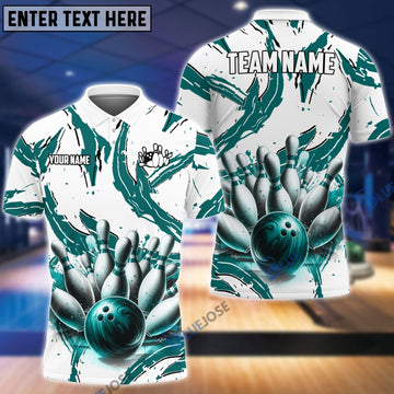BlueJose Bowling And Pins Cracks Customized Name, Team Name 3D Shirt (4 Colors)