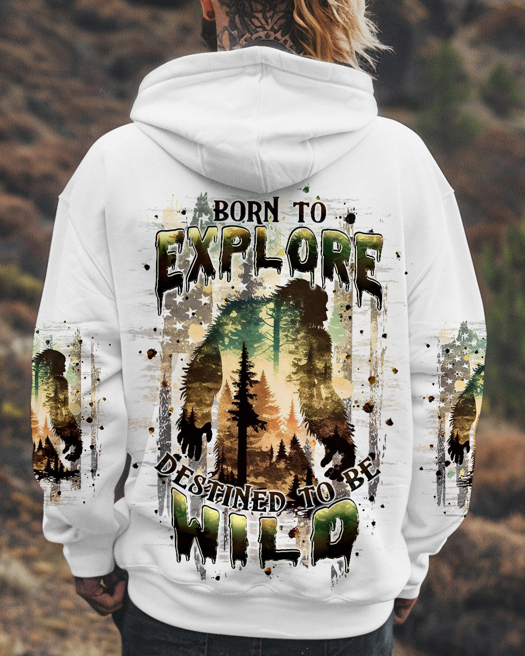 BORN TO EXPLORE DESTINED TO BE WILD BIGFOOT ALL OVER PRINT - TLPQ1309243