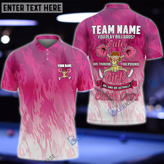 BlueJose Funny Pink Cheerleader Personalized Name, Team Name Shirt