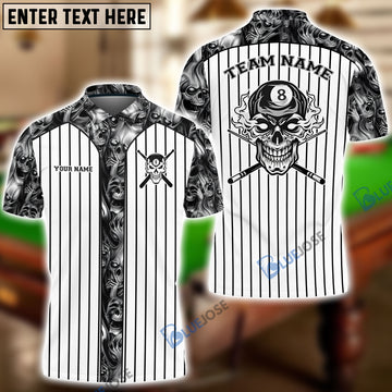 BlueJose Billiards Stripe Skull Personalized Name, Team Name Shirt