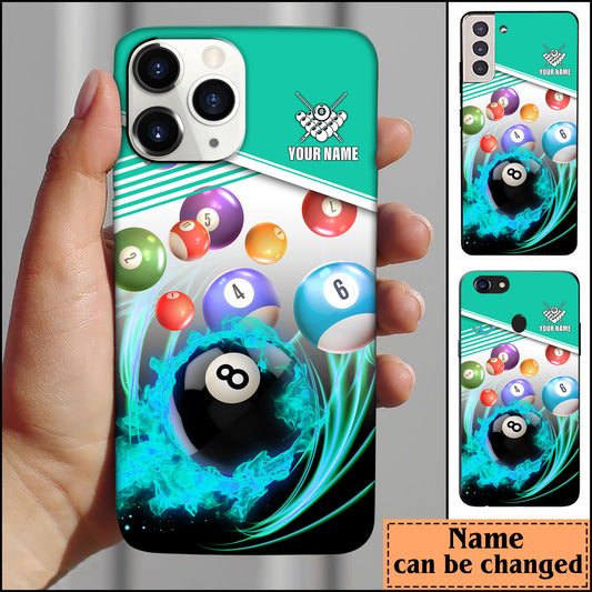 BlueJose Billiard Cyan Personalized Name Phone Case