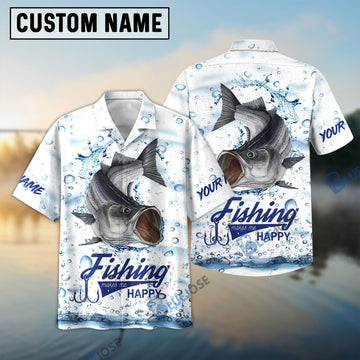 BlueJose Customize Name Striped Bass Fishing 3D Shirt