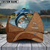BlueJose Personalized Fishing Leather Pattern Cap (Bass, Striped Bass, Catfish, Trout, Crappie, Salmon, Walleye, Pike)