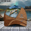 BlueJose Personalized Fishing Leather Pattern Cap (Bass, Striped Bass, Catfish, Trout, Crappie, Salmon, Walleye, Pike)