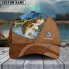 BlueJose Personalized Fishing Leather Pattern Cap (Bass, Striped Bass, Catfish, Trout, Crappie, Salmon, Walleye, Pike)