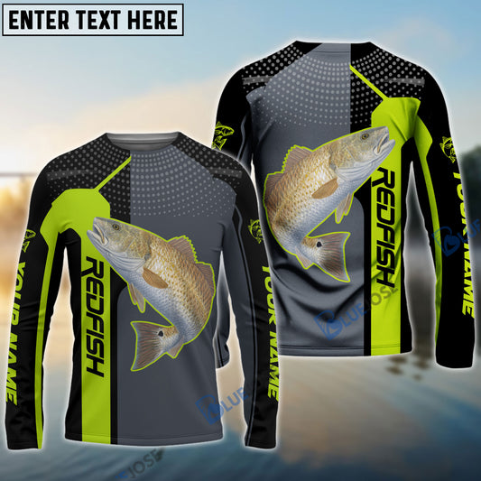 BlueJose Personalized Redfish Fishing Green Line Sport Jersey Fishing Shirts