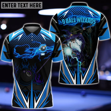 BlueJose Billiards With Wizard Blue Fire Personalized Name, Team Name Unisex Shirt