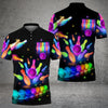 BlueJose Bowling Party Neon with Purple Balls and White Pins on the Bright Pink 3D Shirt