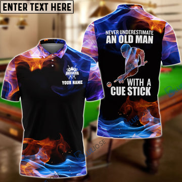 BlueJose Never Underestimate An Old Man With A Cue Stick Personalized Name 3D Shirt