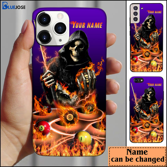 BlueJose Billiard Reaper Purple Personalized Name Phone Case