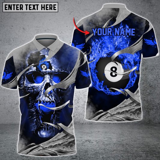 BlueJose Billiard Skull Personalized Name Unisex Polo Shirt