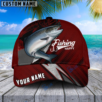 BlueJose Personalized Premium Salmon Fish Red Cap