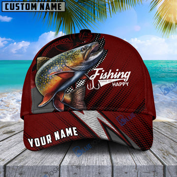 BlueJose Personalized Premium Trout Fish Red Cap