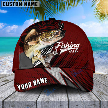 BlueJose Personalized Premium Walleye Fish Red Cap