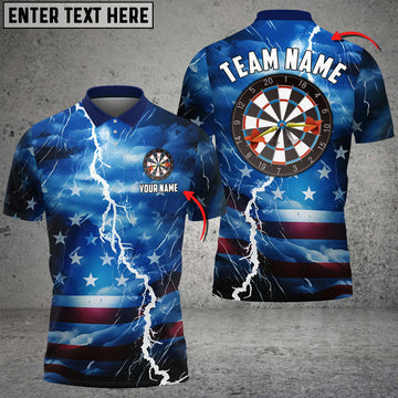 BlueJose Darts Blue Thunder Storm Personalized Name 3D Shirt