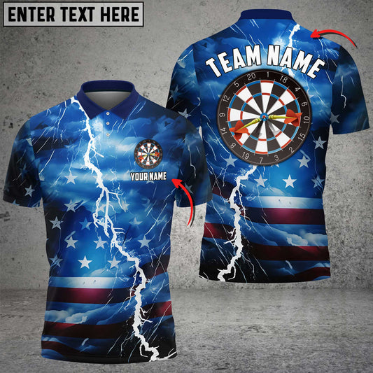 BlueJose Darts Blue Thunder Storm Personalized Name 3D Shirt