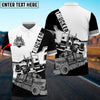 Bluejose Trucker Black and Multicolor Truck Personalized Name 3D Polo Shirt For Truck Driver