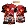 BlueJose Red Bowling Ball In Fire Personalized Name3D Shirt