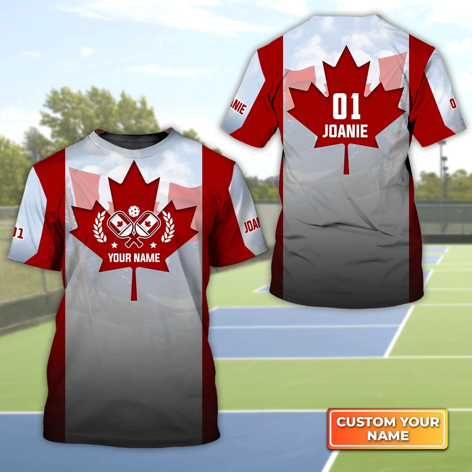 Pickleball Canada Flag Personalized Name 3D Tshirt Gift For Pickleball Player