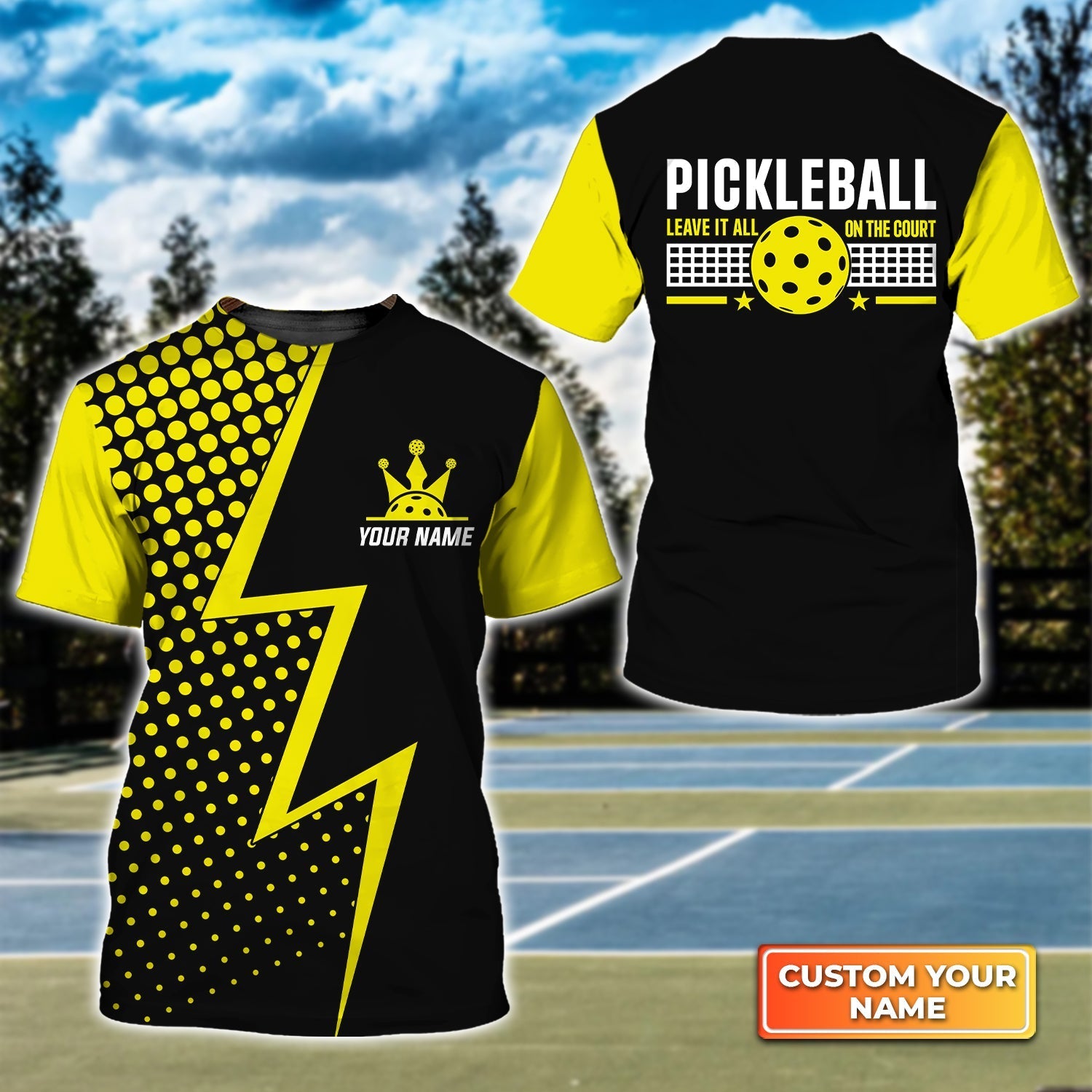 Pickleball Leave It All On The Court Personalized Name 3D Tshirt Gift For Pickleball Player