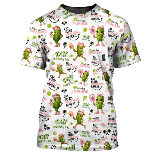 Eat Sleep Pickleball Repeat' Pickleball Outfits for Women, Funny Pink Pickleball Ladies Apparel