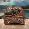 BlueJose Hunting Personalized Name Brown Carving Leather Pattern 3D Classic Cap