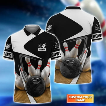 BlueJose Ten Strike Classic Bowling Personalized Name 3D Shirt
