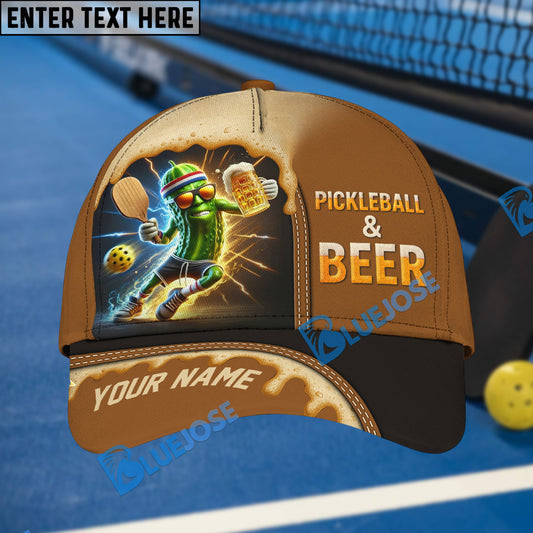 BlueJose Custom Name Funny Pickleball Cap For Beer Lovers, Pickleball And Beer Hat, Gift For Pickleball Players