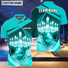 BlueJose Bowling Ball And Pins Thunder Multicolor Customized Name, Team Name 3D Shirt