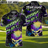 BlueJose Urban Skull Golf Polo Shirt, Customized Name & Team Name 3D Shirts (4 Colors)
