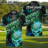 BlueJose Urban Skull Golf Polo Shirt, Customized Name & Team Name 3D Shirts (4 Colors)