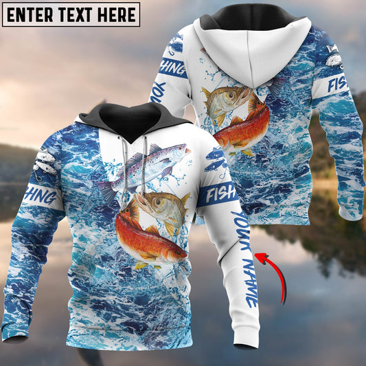 Bluejose Inshore Slam Redfish, Trout, Snook Customize Name 3D Hoodie
