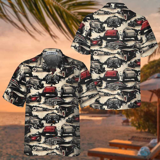 Bluejose Vintage Hot Rod Car Hawaiian Shirt