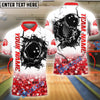 BlueJose Bowling And Pins Diamond Pattern Customized Name 3D Shirt (4 Colors)
