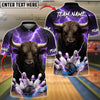 BlueJose Bowling Lightning Bull Customized Name, Team Name 3D Shirt (4 Colors)