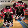 BlueJose Bowling Lightning Bull Customized Name, Team Name 3D Shirt (4 Colors)