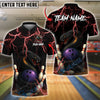 BlueJose Bowling And Pins Angry Snake Thunder Lightning Customized Name, Team Name 3D Shirt (4 Colors)