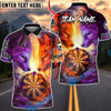 BlueJose Darts Fire & Ice Dual Wolves Dartboard Fantasy Multicolor Options Personalized Name Shirt (4 Colors)