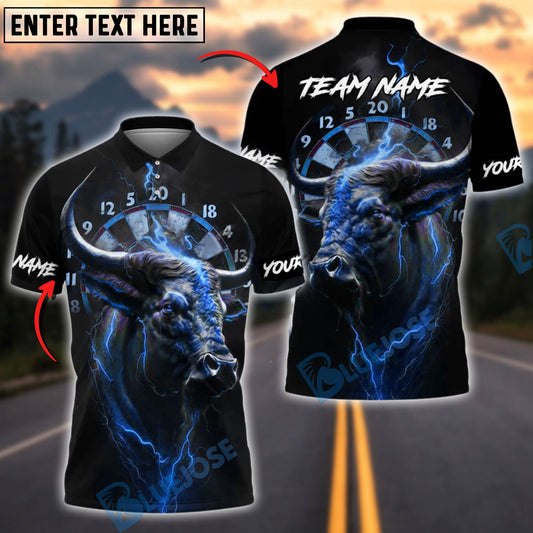 BlueJose Darts Bull Thunder Lightning Customized Name, Team Name 3D Shirt (4 Colors)